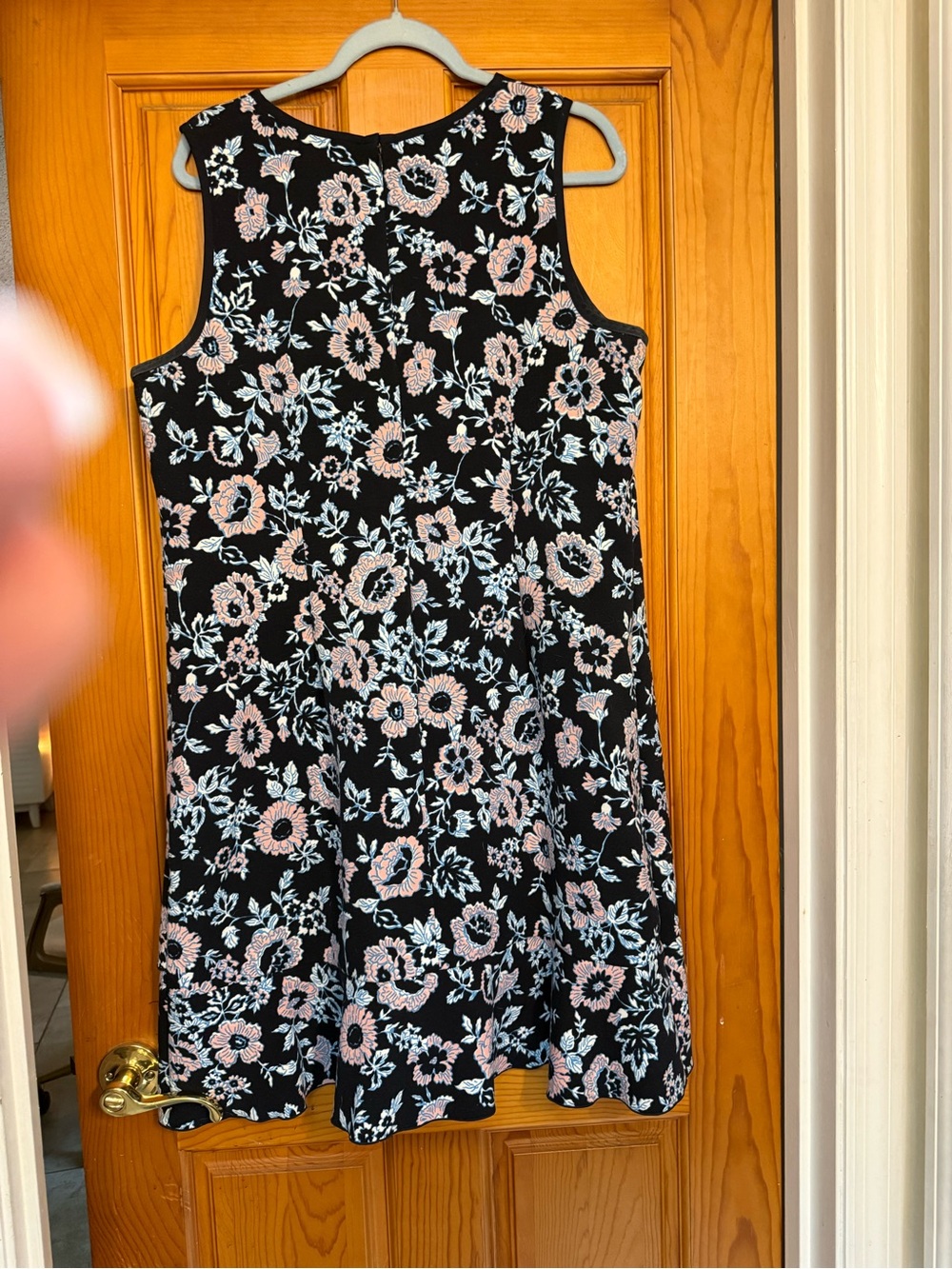 Loft Navy blue Floral Sleeveless Shift Dress with Pink & White Flowers - Picture 5 of 7
